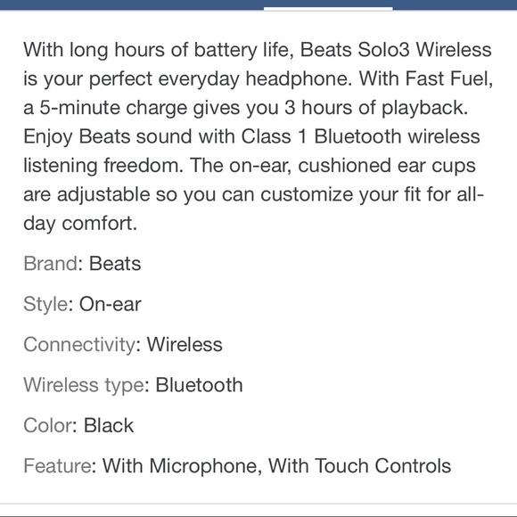❌SOLD❌Apple Beats Solo 3 Wireless Headphones Dr - Picture 8 of 8
